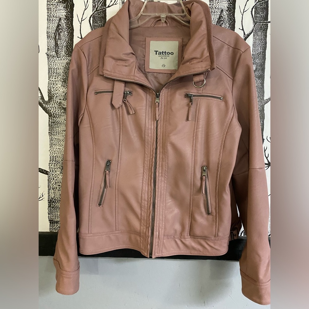 Tattoo pink leather jacket